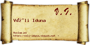 Váli Iduna névjegykártya